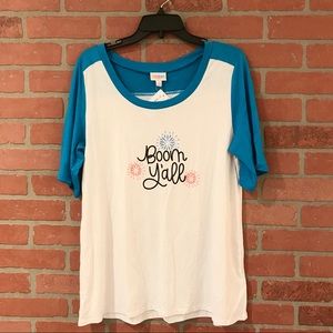 Boom Y’all Lularoe firework boyfriend tee